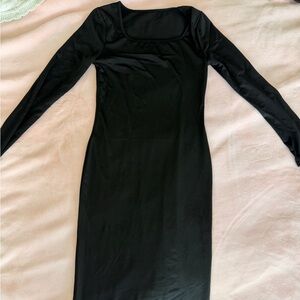 SHEIN Black Long Sleeve Bodycon Midi Dress for teen